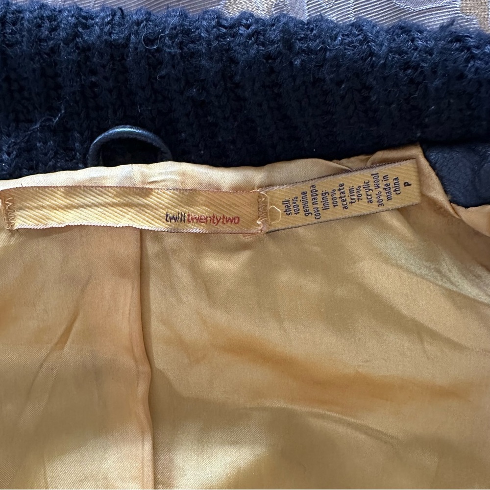 Twill Twenty Two Leather Bomber With Wool Trim - image 6